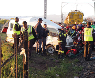 The aftermath of the Blackheath taxi accident in which 10 children lost their lives. 