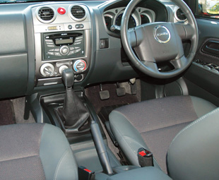 The Isuzu KB 300 has a no-frills, very functional interior.