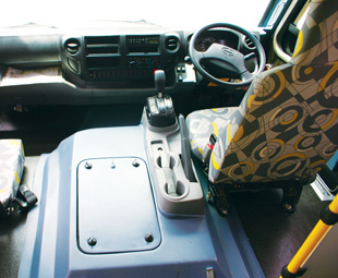 The cab is spacious and comfortable.