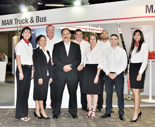 Bruce Dickson, CEO MAN Truck & Bus (middle) flanked by his team, from left: Marietjie Haasbroek, Wanda van Rooyen, Marc Barnett, Gerhard van Wyk, Hester Page, Kyle Meth, Tiago Dias and Naseera Barradeen.