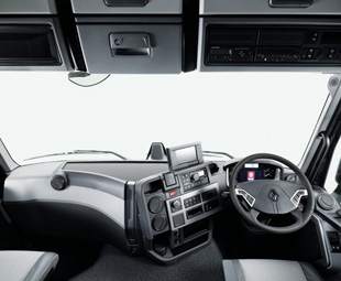 The T range’s cabins are neat and functional, offering a range of gadgets to ease a long drive.