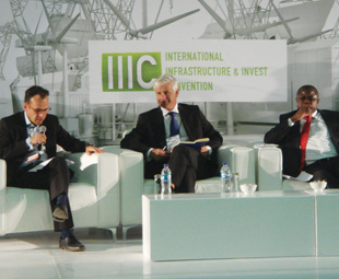 Martyn Davies, CEO of Frontier Advisory, Mike Fanucchi of Barloworld Logistics and Christopher Yaluma, the Minister of Mines, Energy and Water Development in Zambia, on the second day of the IIIC, which kicked off with a focus on overcoming transport and logistics challenges for land-locked projects.