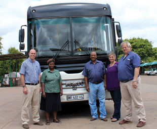 Team work, family style: [from left] Frans Rossel, Elizabeth Ngoepe (admin), Lucas Lebudi (driver), Esme Pepler (health and safety manager), and Thys de Beer.