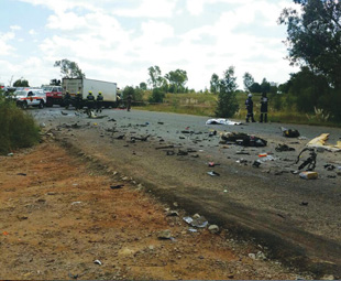 Fifteen people died when a taxi and a truck collided head-on, on the R41 in Randfontein, during April.