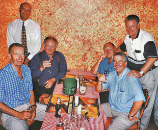 Mother Truckers: The Nissan Diesel boys hard at work! Clockwise from front left: Vic Oliver, Johnny Marx, Dave Scott, Frank Beeton, Peter Merzbacher and John Wood.